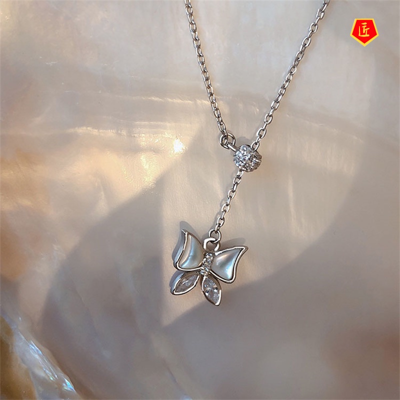 [Ready Stock]2021 New 925 Silver Fritillary Butterfly Necklace Elegant Light Luxury