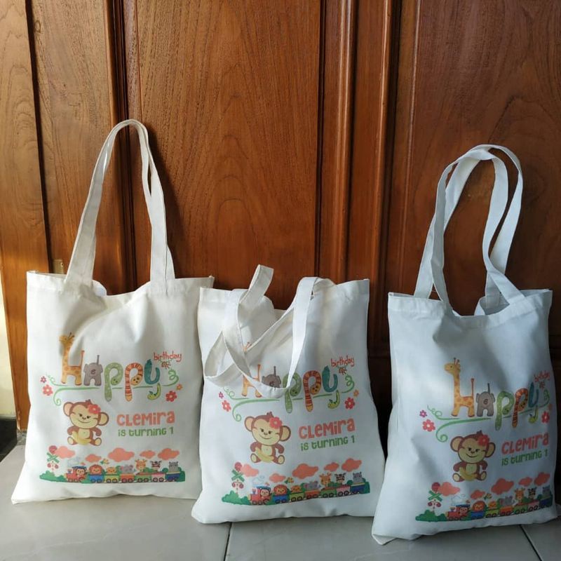 Totebag blacu Custom full warna 30x40 /Totebag Custom Murah/ Totebag Custom Ultah Anak