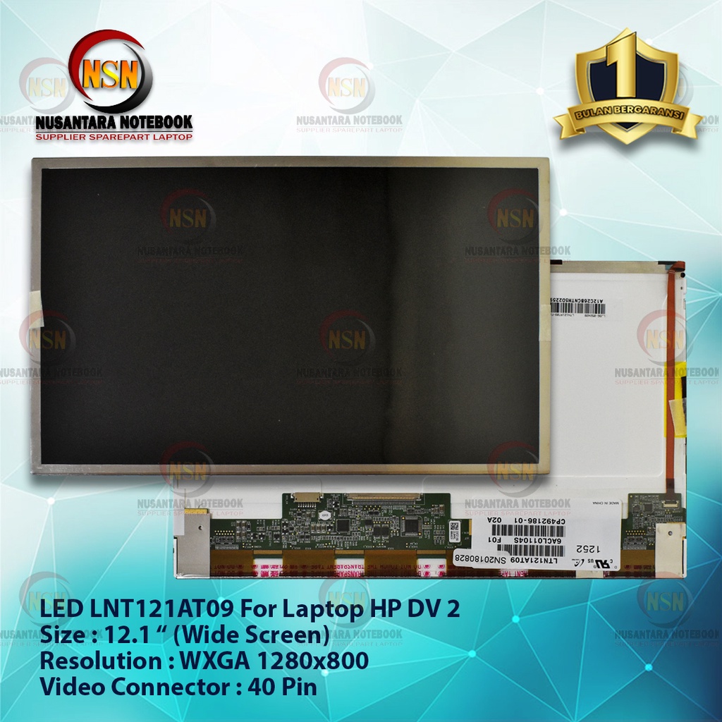 LCD LED 12.1Inch LNT121AT09 40Pin For Laptop HP DV 2