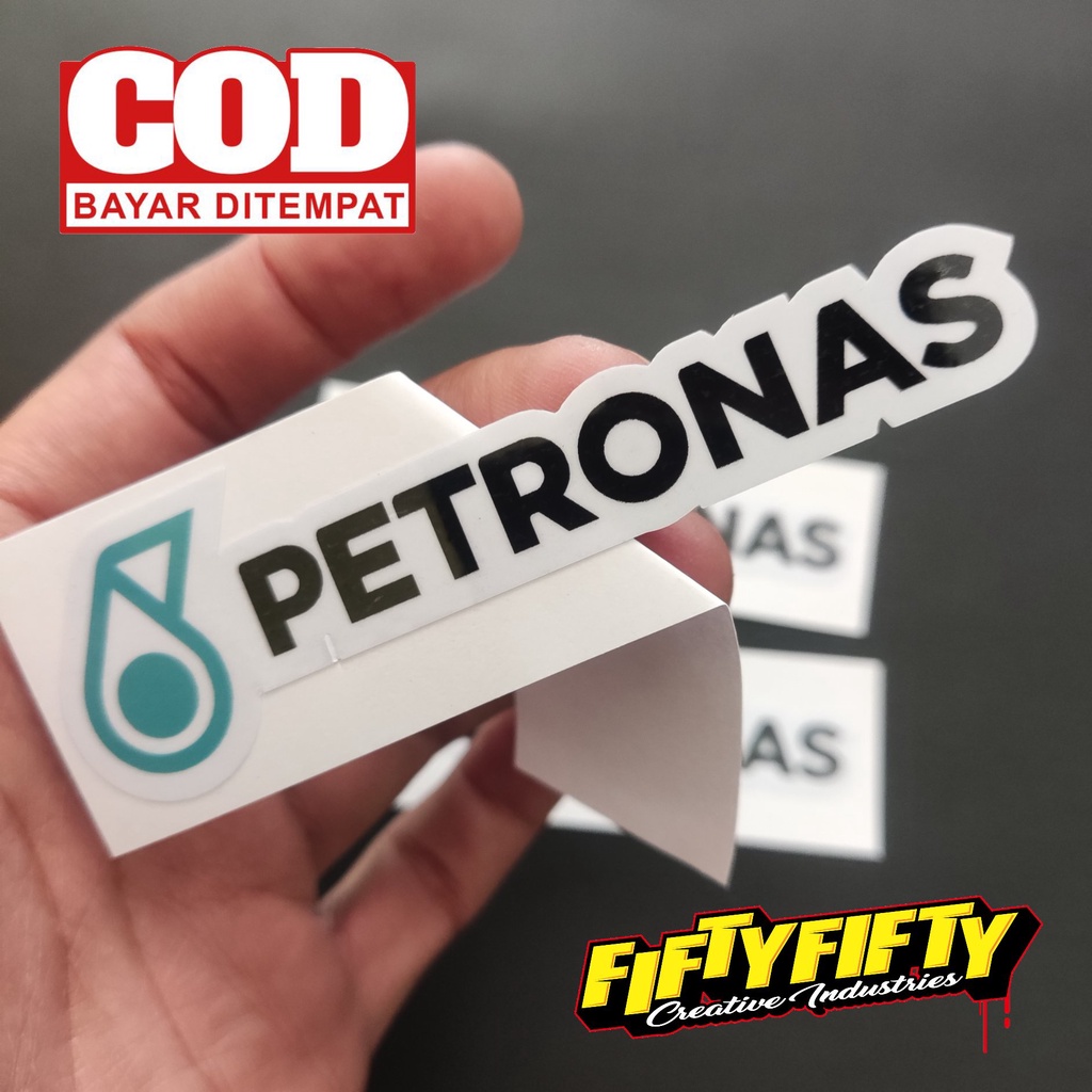 Stiker Print Cut PETRONAS Stiker Printing Laminasi Glossy Stiker Motor Mobil Helm Sudah Membentuk Pola Desain