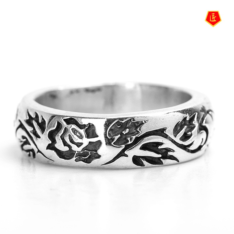 [Ready Stock]Classical Vintage S925 Silver Rose Ring