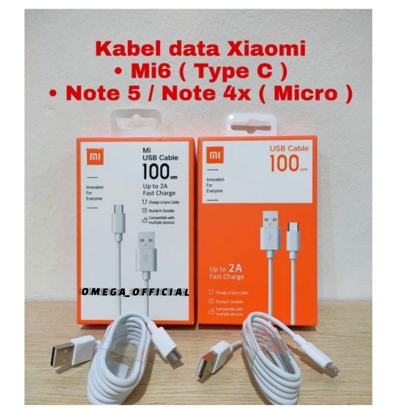 (OM) KABEL DATA XIOMI MI 6/NOTE 5A/NOTE 4X ORIGINAL 100% MICRO &amp; TYPE-C FAST CHARGING