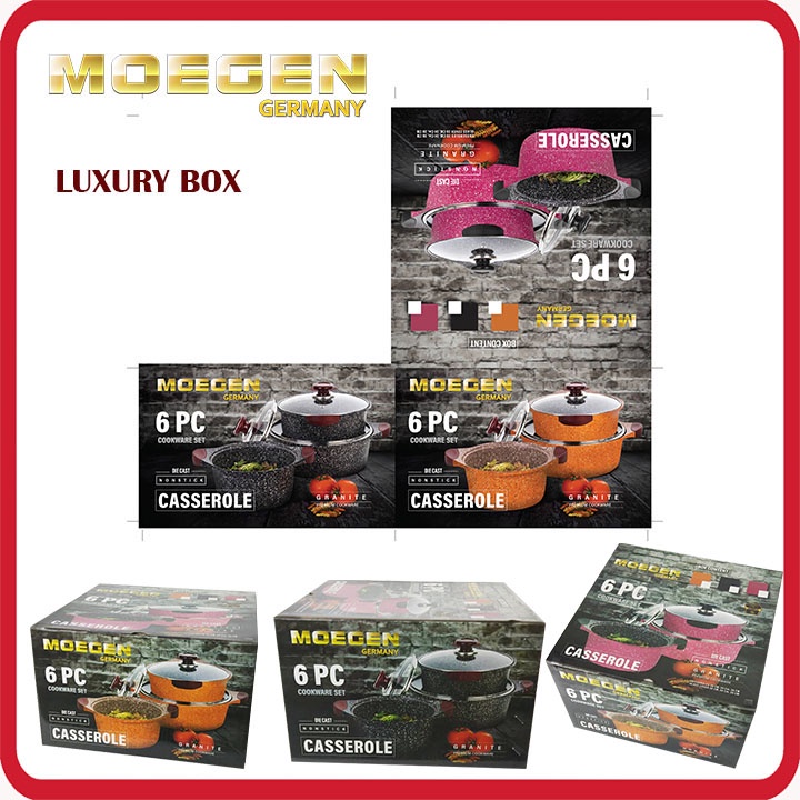 ORIGINAL MOEGEN Germany casserole set / moegen 6 pcs casserole pot granite series anti lengket original