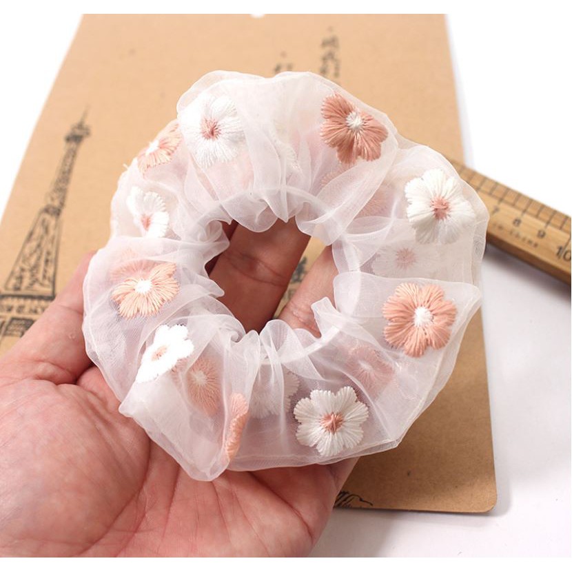 Scrunchie - Kunciran Ikat Rambut Korea Daisy Bunga Cepol Hijab / Jilbab [ Gratis Ongkir / Cod ]