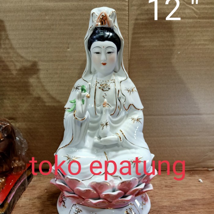 Patung Dewi Kwan Im / Kwan In / Guan Yin - 12 Inch Keramik - 03 015