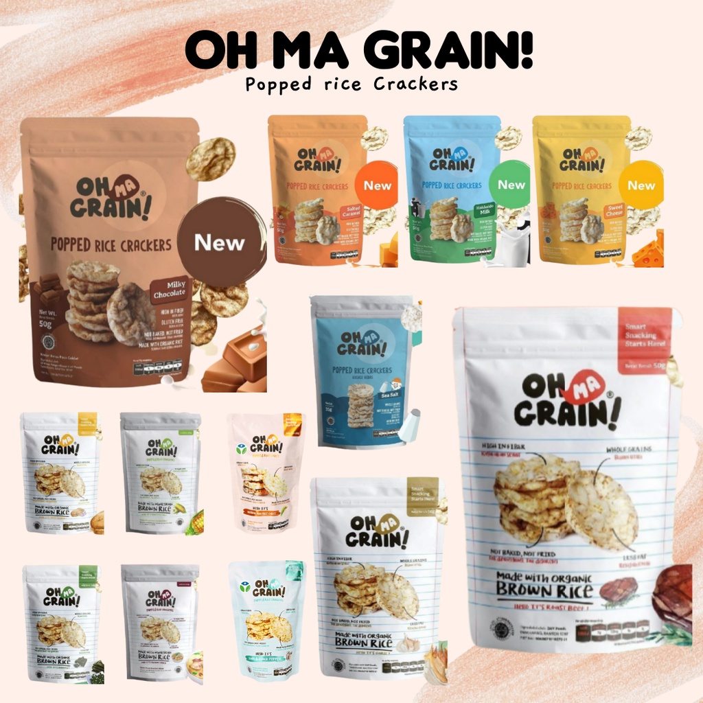 Oh Ma Grain OHMAGRAIN Keripik Beras Organic Popped Rice Crackers Kreker Beras  50gr