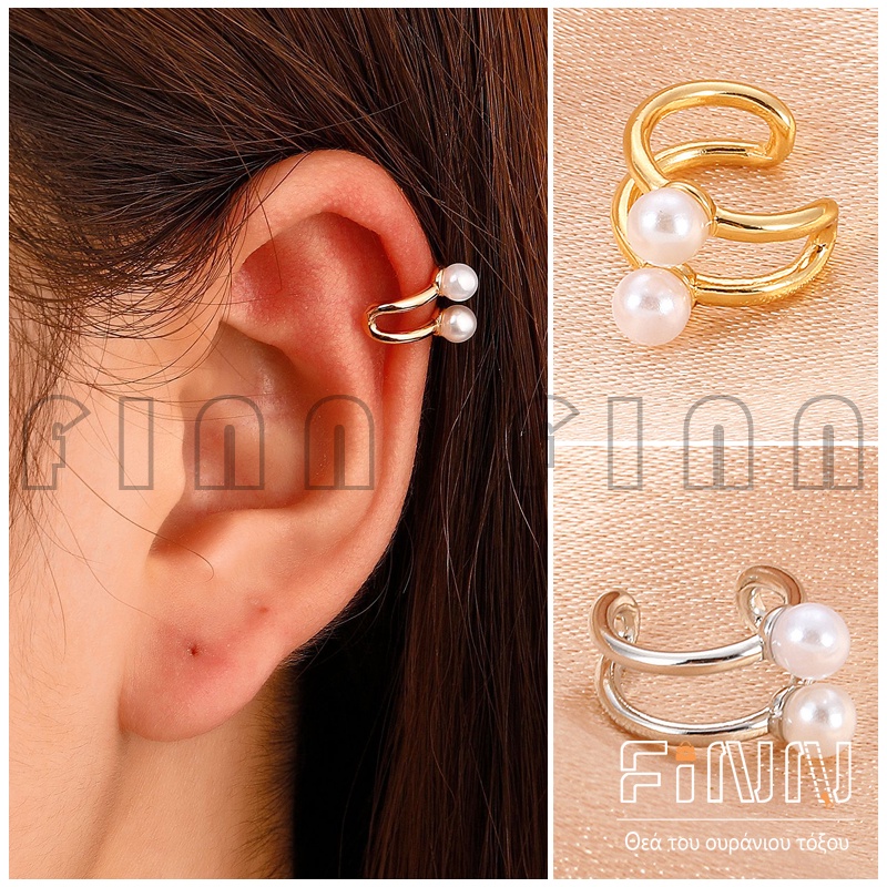 Anting Klip Tunggal Wanita Simple Aksen Mutiara Korean Style Aksesoris Fashion Import