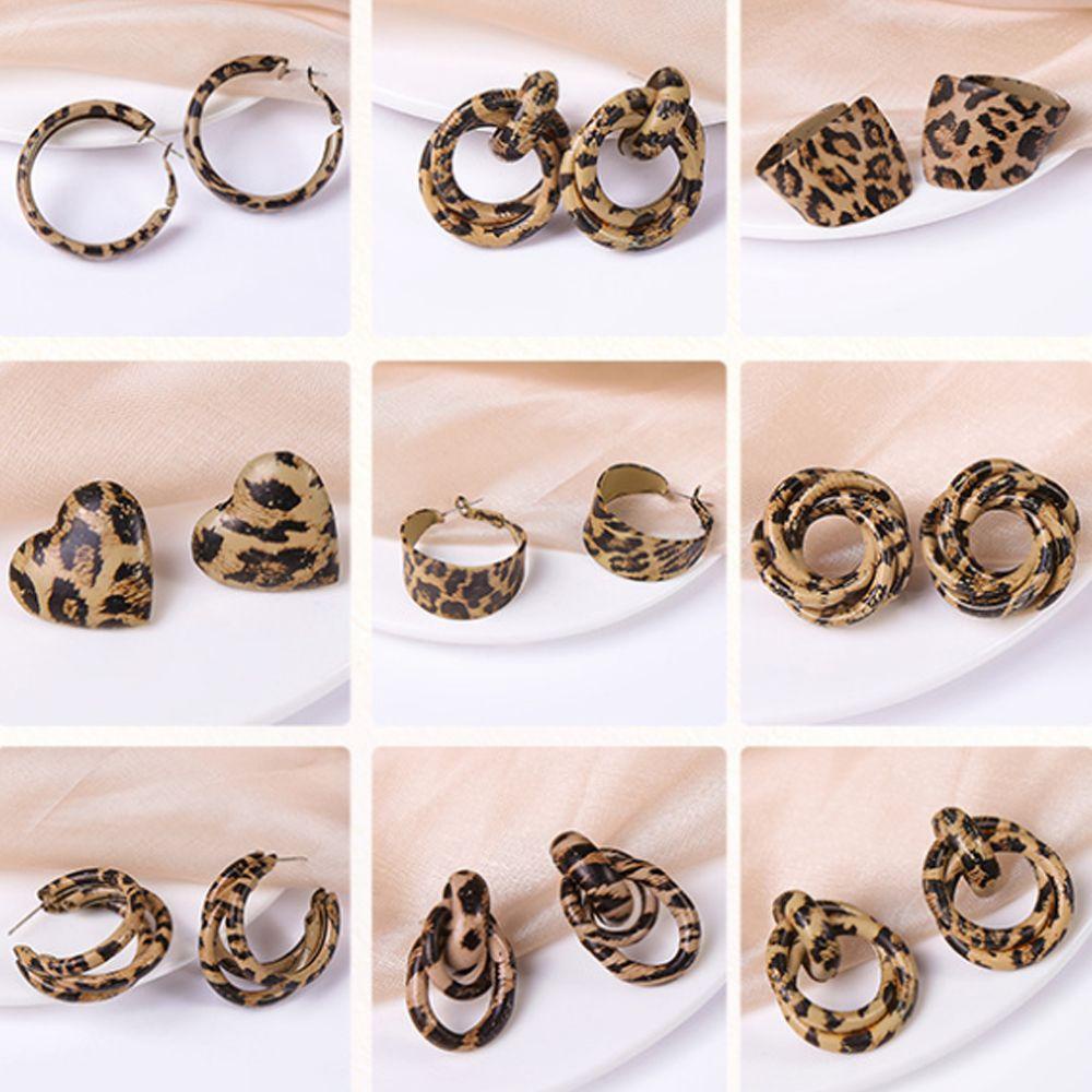 Preva Anting Leopard Anting Trendi Bentuk Hati Perhiasan Menjuntai Stud