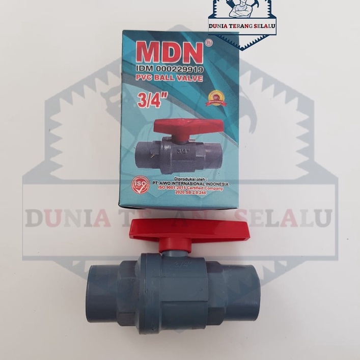 Ball Valve Pvc MDN 3/4&quot; gagang panjang polos - Bal Valf Plastik 0.75 in - Stop Kran Bola MDN 5003 0,75 inci - Pvc Ball Valve MDN