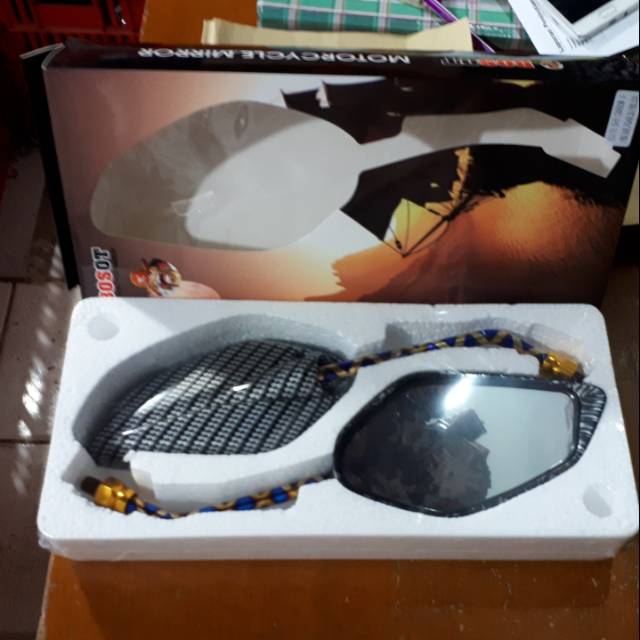 Kaca Spion Bosot Karbon Jupiter Mx Tangkai Blue X Import