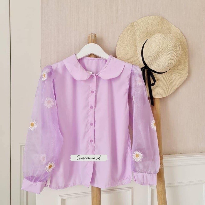Daisy Organza Top / Blouse Daisy Lilac Kekinian Murah