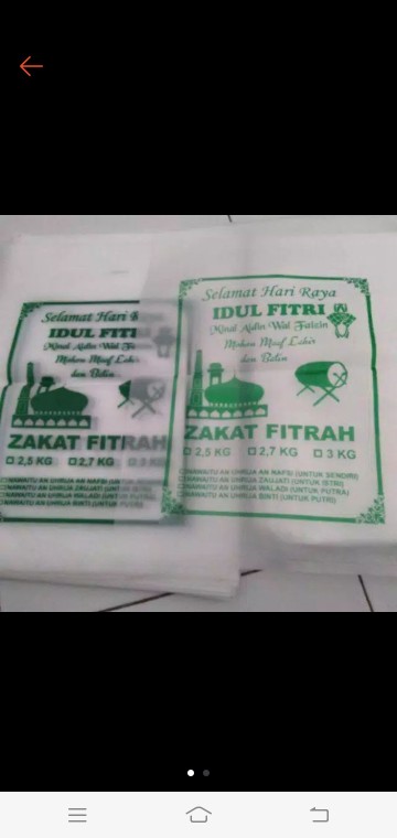 Plastik Beras Zakat Fitrah Kemasan 3kg Isi 10