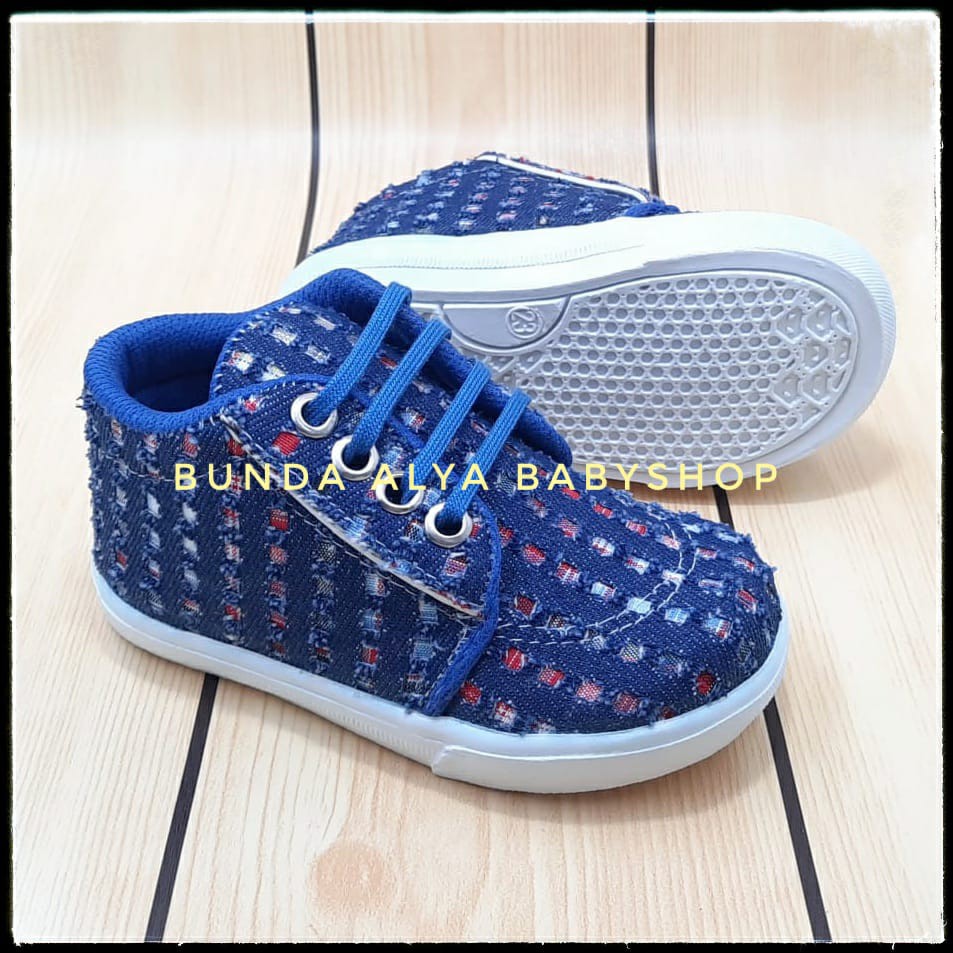 Sepatu Anak Laki Sneakers Usia 1 2 Tahun BIRU Size 22 - 24 - Sepatu Anak Cowok Keren Anti Licin Alas Karet