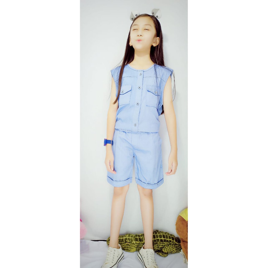 KALILA - JESSLYN Jumpsuit Baju Anak Perempuan / Bahan Denim Chambray Cotton