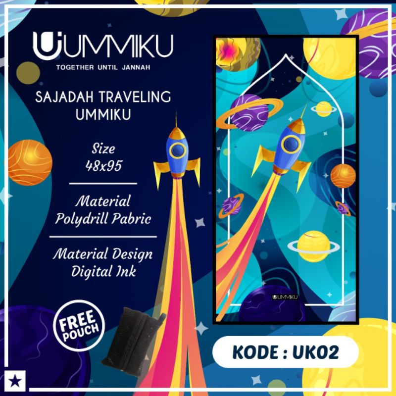 Sajadah Travel Anak UMMIKU / Sajadah Lipat Motif Anak Anak / Sajadah Travelling-Kids 2