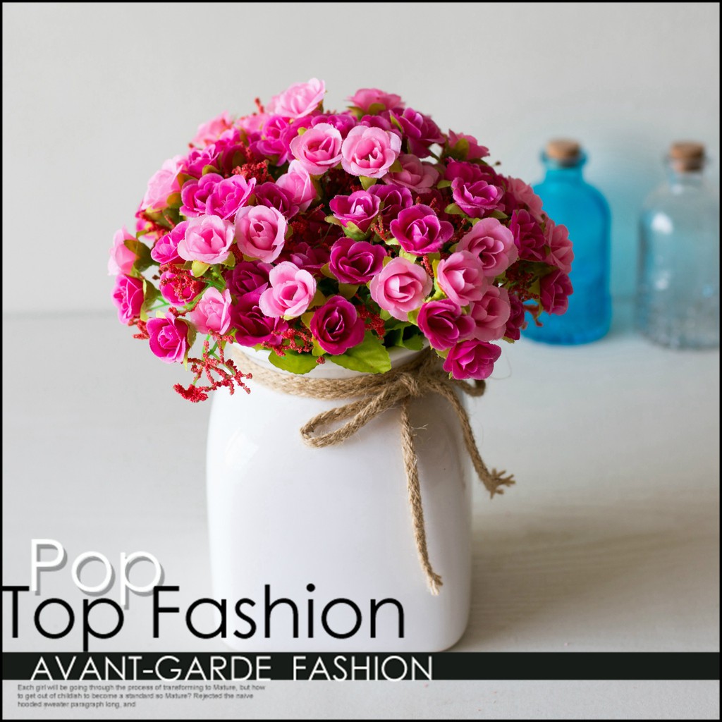 Bouquet / Bucket / Per Tangkai Mawar kecil Mawar simulasi bunga plastik / / Bunga Hias Artificial-1