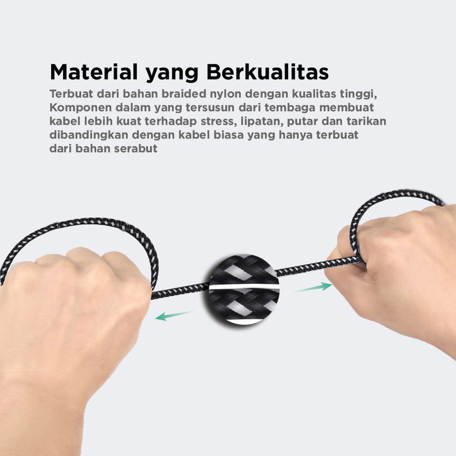 AUKEY CB-BAL4 - USB-A to Lightning Cable - Braided Nylon 2M - Kabel Lightning 2M dari AUKEY