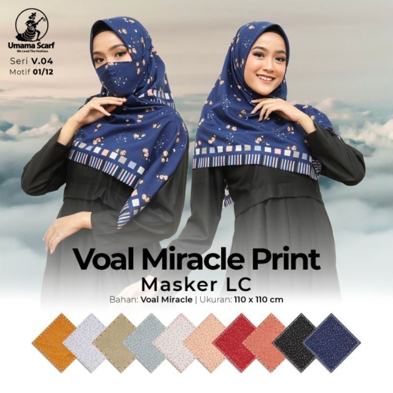 Segiempat motif voal miracle print + Free masker