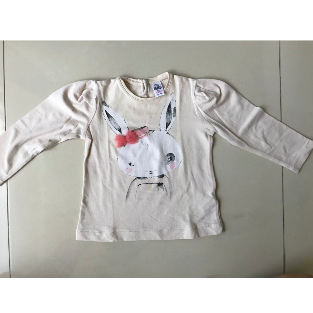 Kaus Tangan Panjang Anak Perempuan ZARA bunny cream