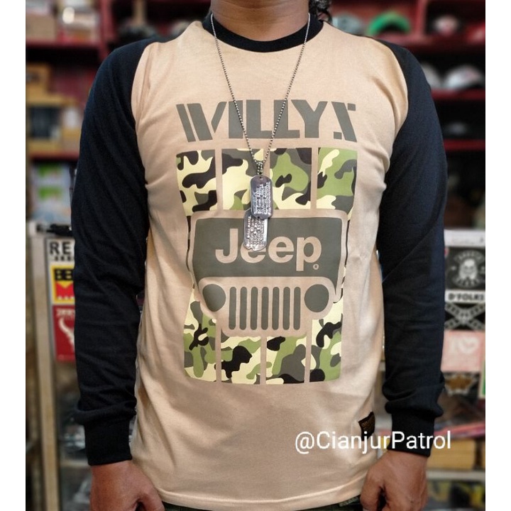 Kaos Jeep Willys Lengan Panjang Raglan Jeep Willys Kaos Panjang Kombinasi Long Sleeve Jeep