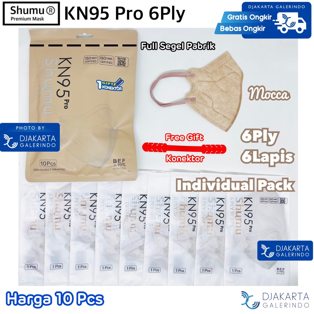 Masker SHUMU KN95 Pro 6Ply Individual Pack isi 10Pcs