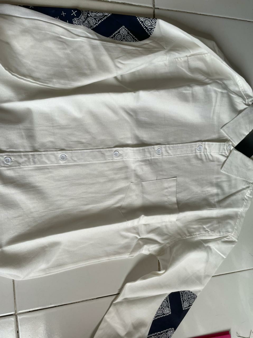 Super66 Kemeja Pria   Lengan Panjang Kemeja Unsur Batik Kemeja Putih Pria