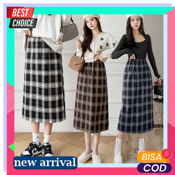 Rok Rempel Panjang Bawahan Wanita Remaja Kekinian Style Korea Polos Premium Flare Skirt Rok Span For