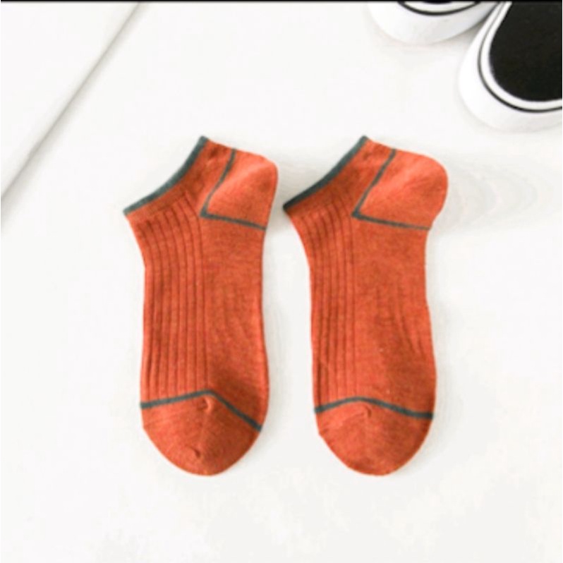 [ COD ] Kaos Kaki Ankle Semata Kaki Simple Motif Polos Garis Pria Wanita Unisex Murah Cute Socks Fashion Korea / Kaos Kaki Pria Polos / Kaos Kaki Pria Garis / Kaos kaki Wanita-Orange Pendek