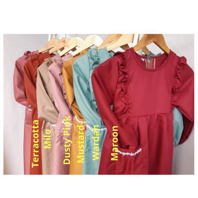 Set Gamis anak Ruffle Rabbani merk Zain & Jilbab Candy Rempel Tali
