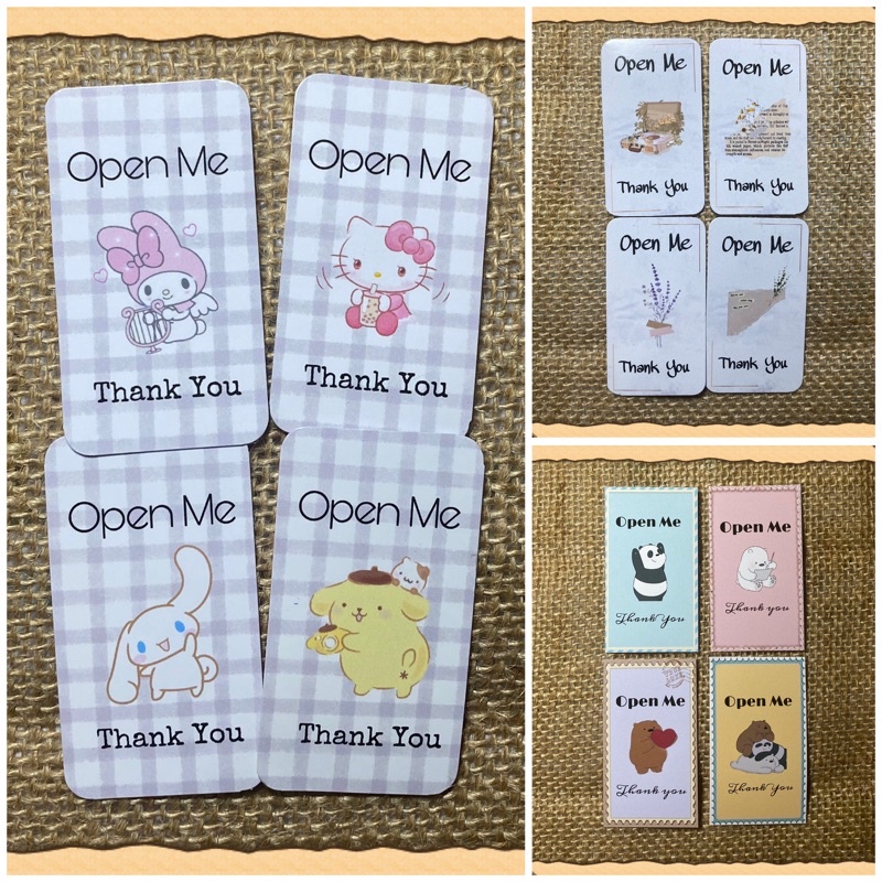 

12pcs sticker open me thank you kartun / vintage / sanrio