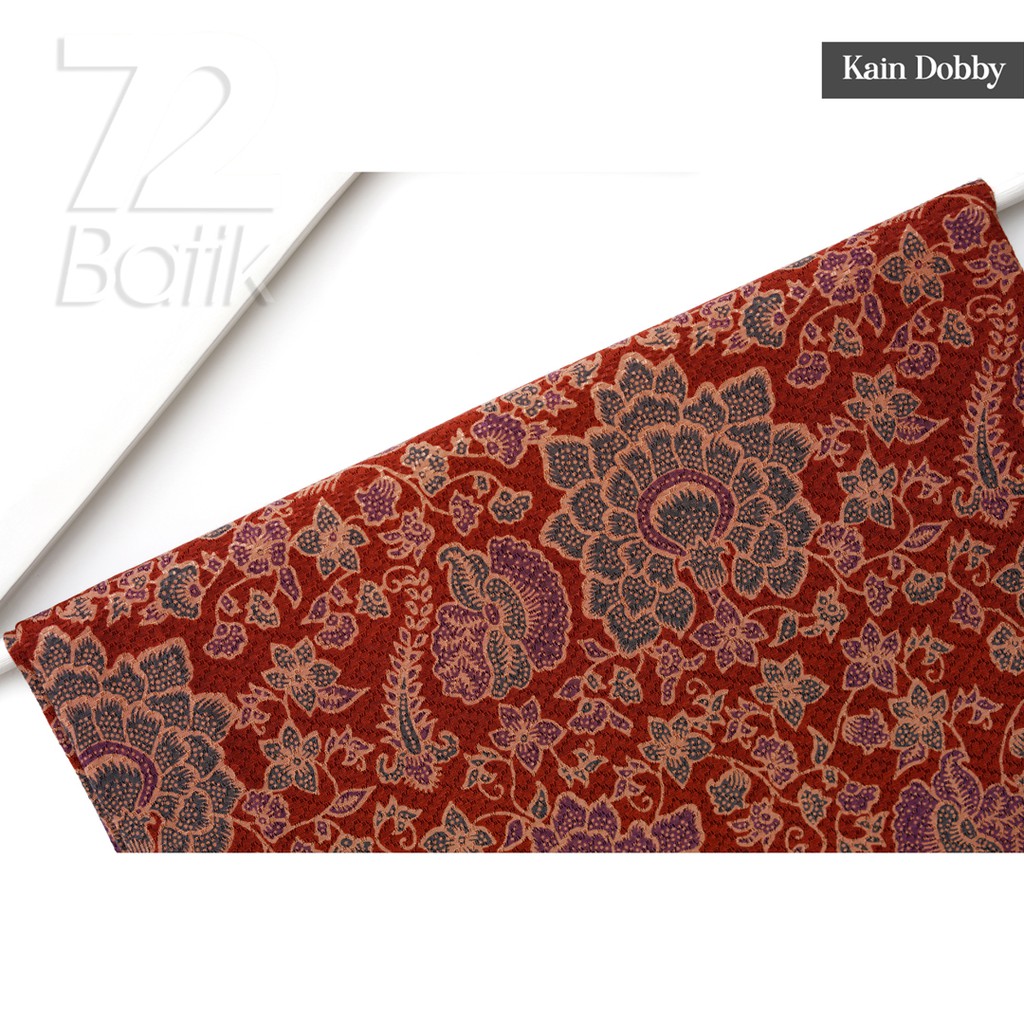 KAIN BATIK PREMIUM Dobby Motif Puspo Sari Warna Merah Bata Dolbi Dobi Doby Viscos 723772 Cap 72 Jarik Jarit Samping Kebat Panjang Batik Dobby Modern Premium Bahan Seragam Batik Pernikahan Kantor Keluarga Murah Kamen Jadi Batik Bali Lembaran