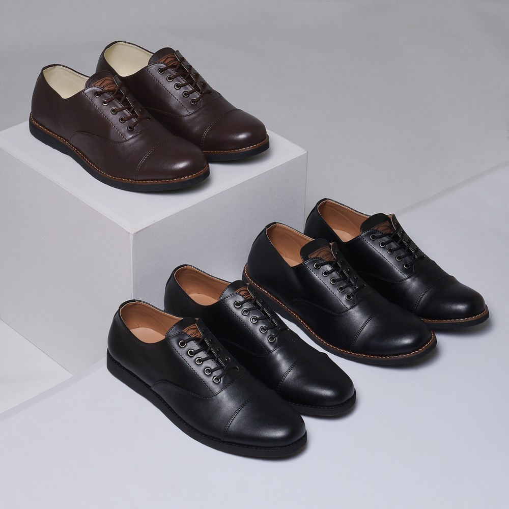 OXFORD BROWN - Sepatu Pantofel Pria Kulit Formal Kantor Kasual Kerja Kuliah Oxford - Pantopel