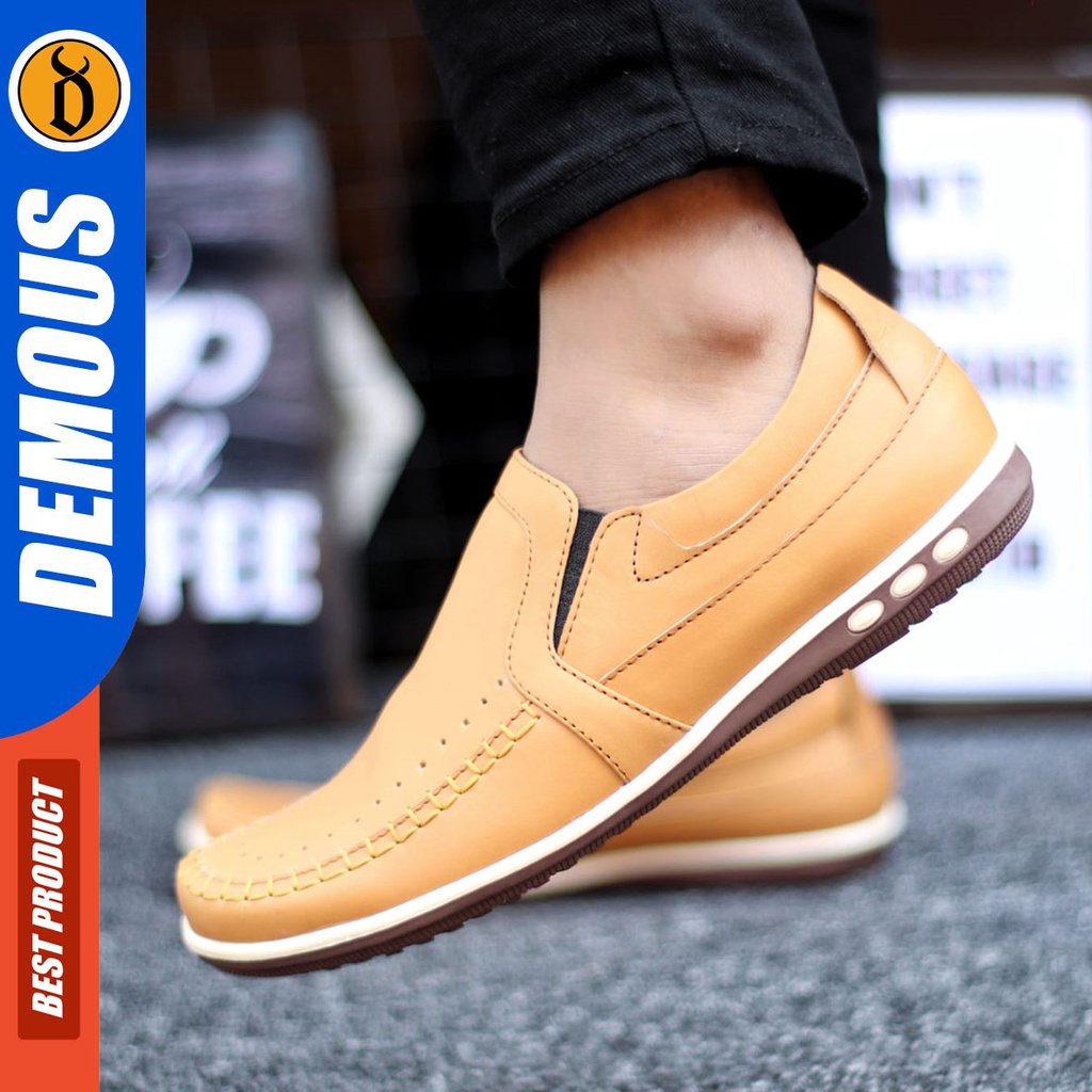 DEMOUS Ginyu - Sepatu Slip On Casual Pria Kulit Asli