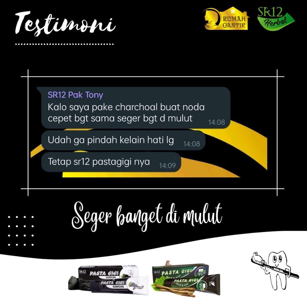 Pasta Gigi Charcoal SR12 - Odol Alami untuk Gigi Putih Bersih dan Sehat