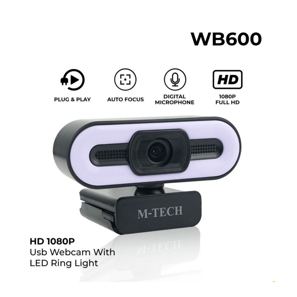 Trend-M-TECH Webcam WB600 Camera 1080P Full HD LED Ring Autofocus