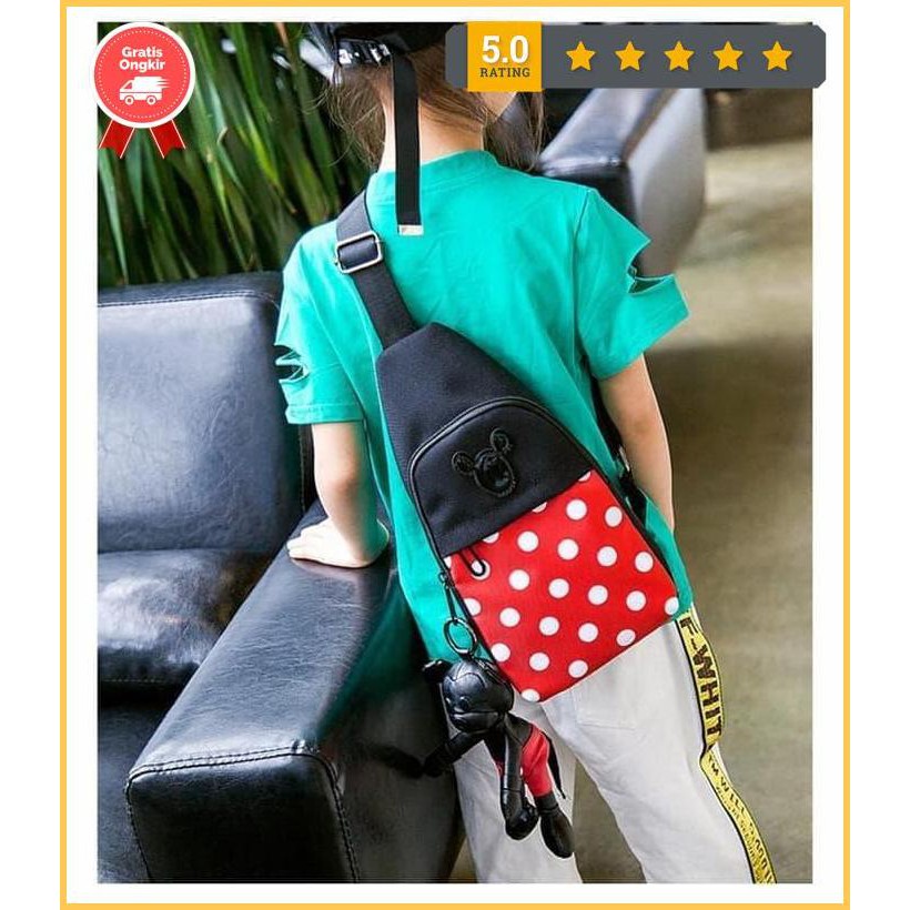 Tas Selempang Anak Abg Pria Wanita Mickey Minnie Mouse Sling Bag F179 - Minnie Mouse Jntna8900