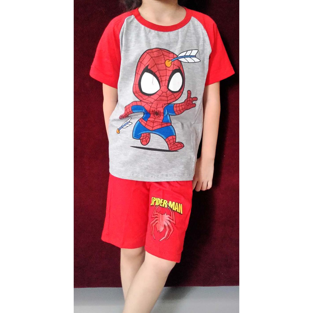 Baju Anak Cowok Setelan Anak Laki Spiderman Arrow Red Misty - STKDL176