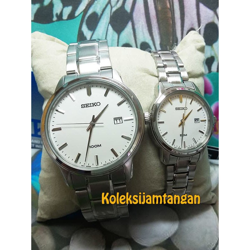 Sale JAM TANGAN COUPLE SEIKO SUR191P1/SUR751P1 SILVER ORIGINAL MURAH Terbatas