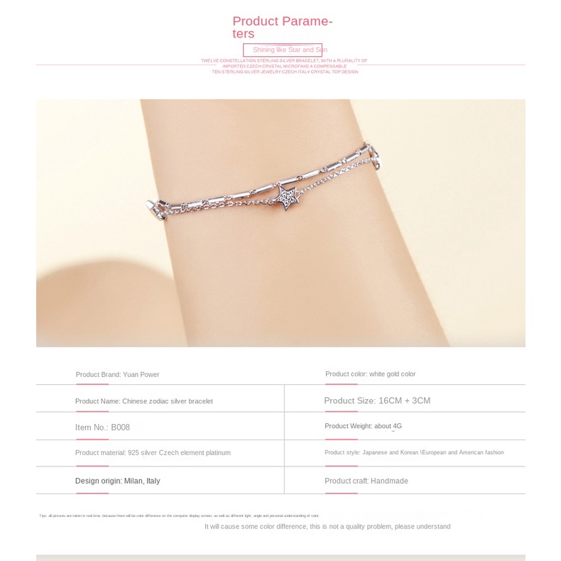 Gelang Desain Pentagram Bahan Stainless Steel Warna Silver Gaya Korea Untuk Wanita