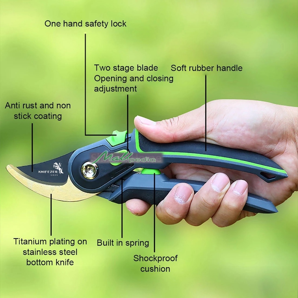 ORI 100% Knifezer gunting dahan bunga ranting stek alat potong dahan garden taman AIRAJ pruning shears 1020 1025 1026