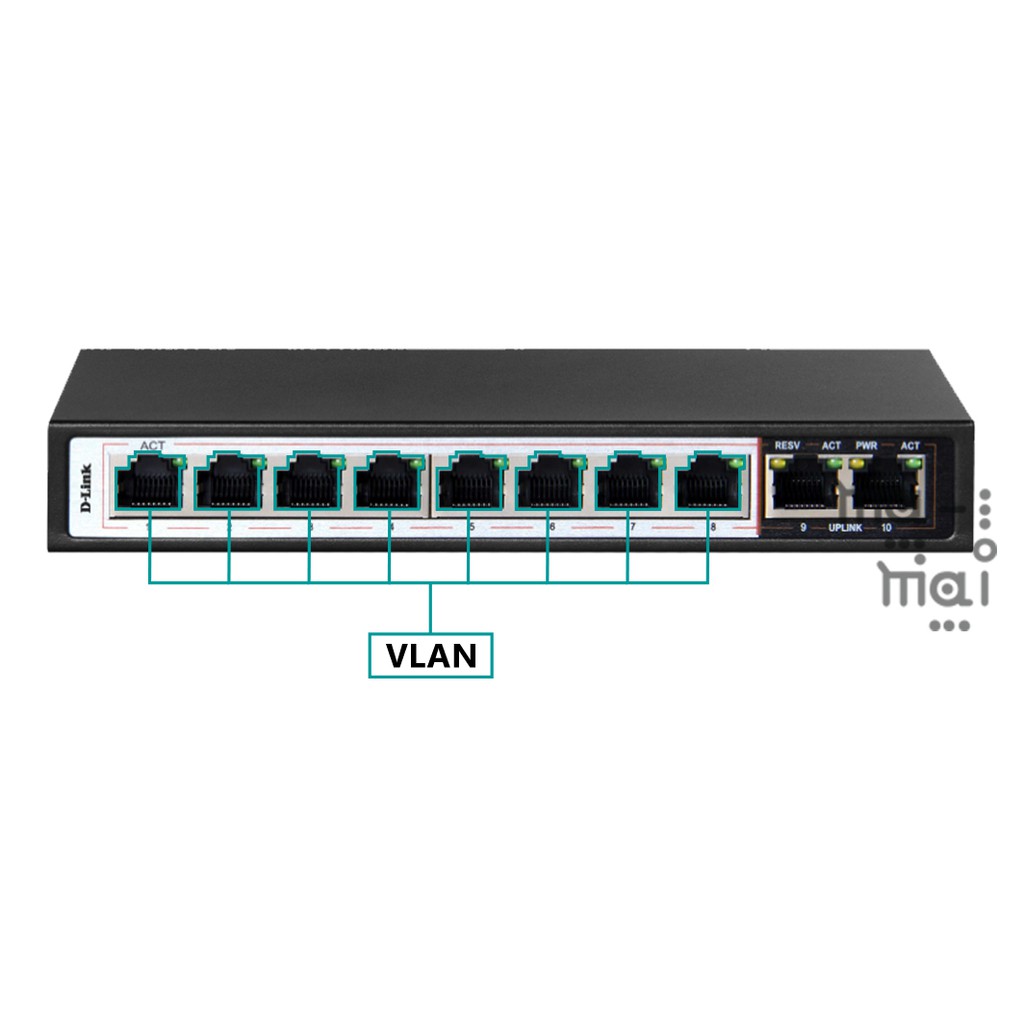 D-Link Switch DES-F1010P-E 250M 10-Port Fast Ethernet Switch 8PoE 2Up