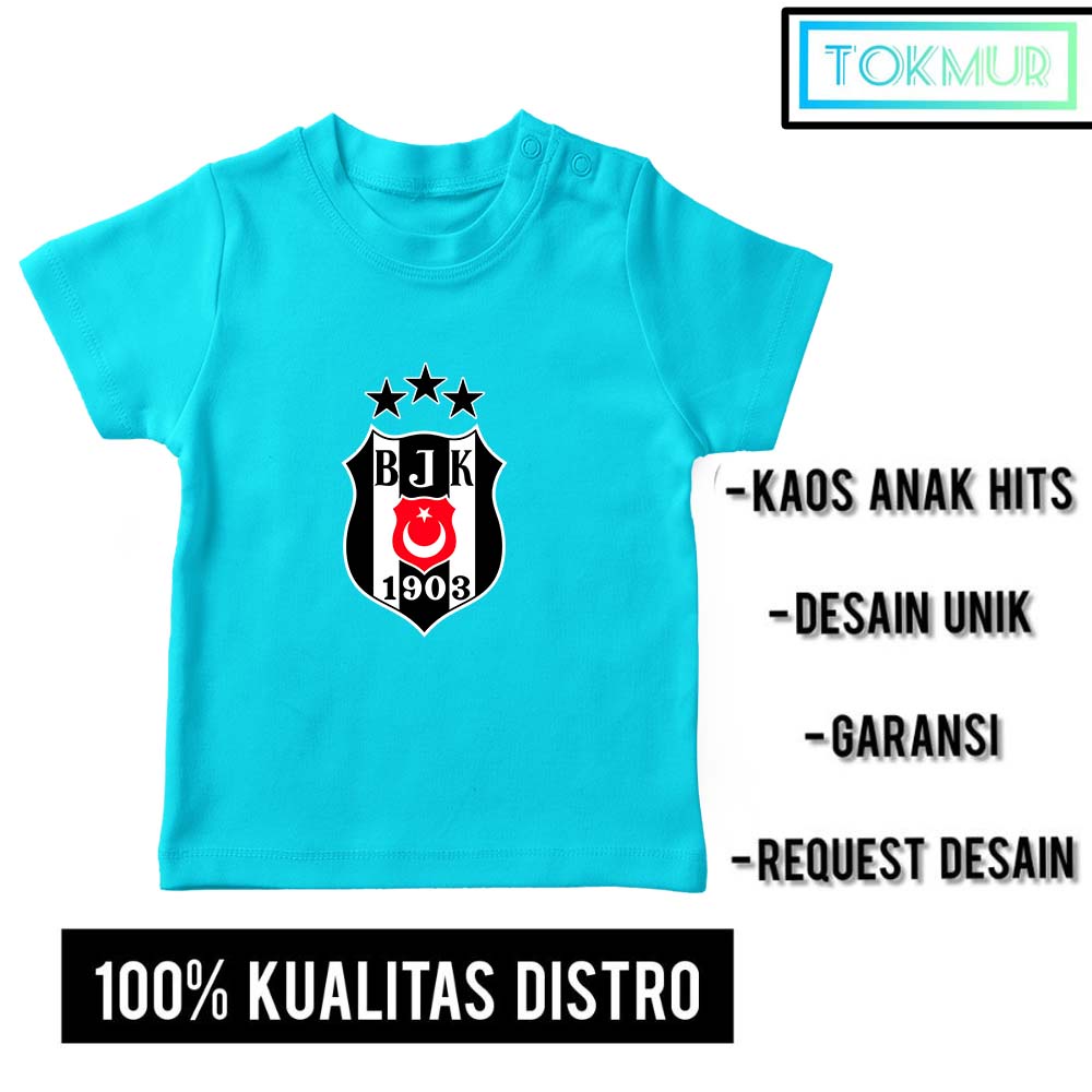 Kaos Anak Laki Laki Beşiktaş Jimnastik Kulübü Klub Sepak Bola Turki Desain Terbaru Umur 3-12 Tahun T