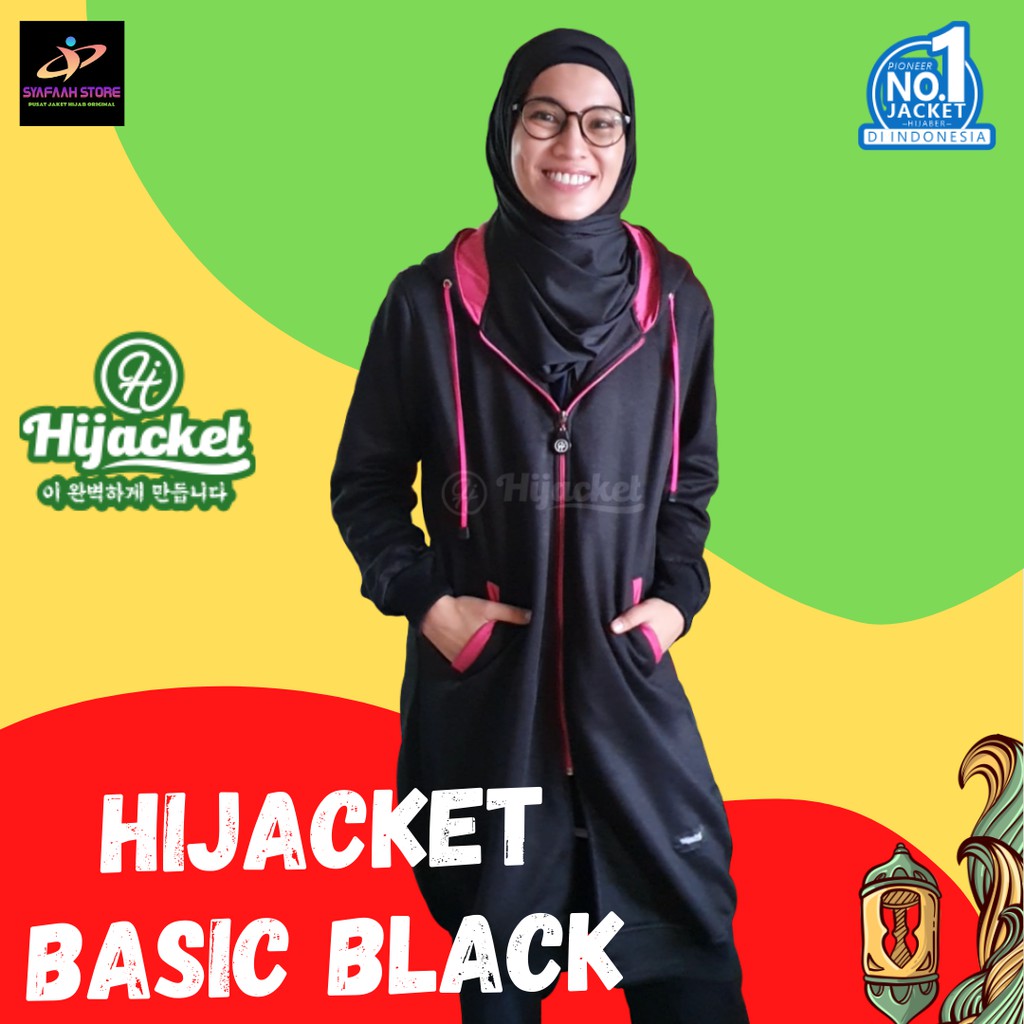 HIJACKET BASIC SERIES BLACK ORIGINAL JAKET WANITA MUSLIMAH NO.1 DI INDONESIA-2
