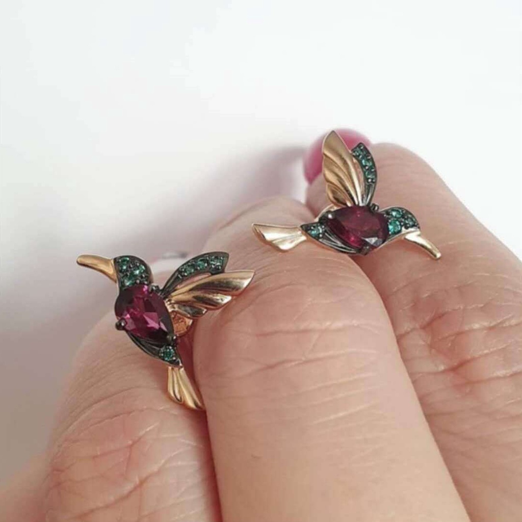 Hu Hu Hu Hu Hu Alat Bantu Pasang Kacamata♡ Anting Tusuk Gantung Wanita Desain Burung Untuk Pesta Pernikahan / Hadiah