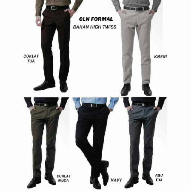 Celana Bahan Kain Formal Pria Slim Fit Utk Kerja Kantor Celana Panjang Dasar Cowok Pensil Shopee Indonesia