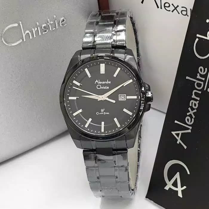 Jam tangan wanita Alexandre Christie AC 8404 AC8404 full black Original