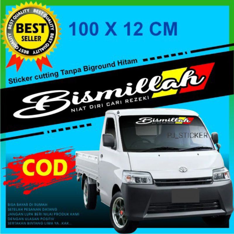 Sticker cutting Bismillah sticker kaca mobil pick up