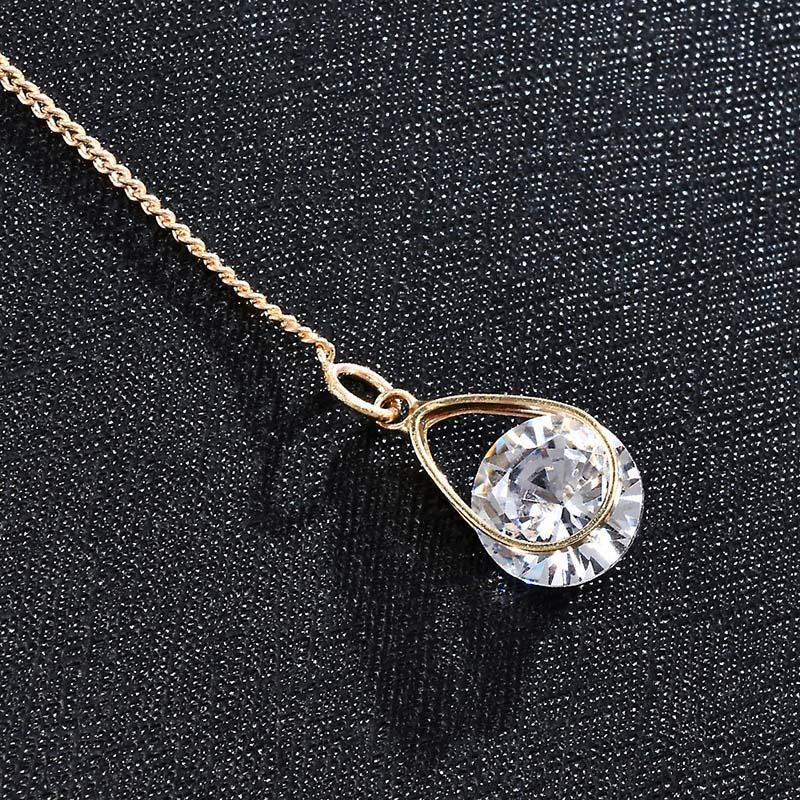 Anting Rumbai Panjang Bentuk Water Drop Bahan Zirkon