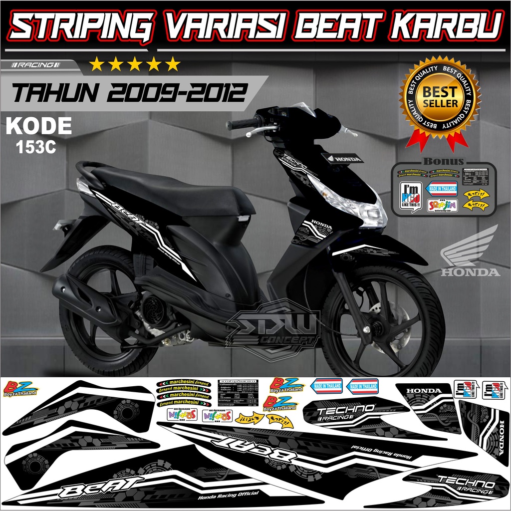 Striping Beat Karbu Stiker Lis Motor Beat Karbu Variasi kode 153