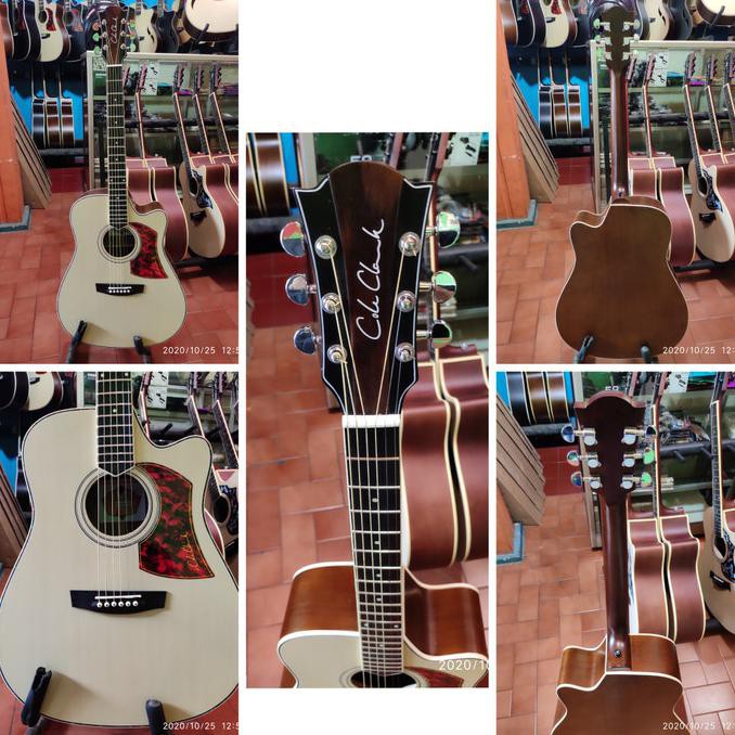 Gitar Akustik Model Cole Clark Custom Natural Dan Hitam Doff - Cream Natural